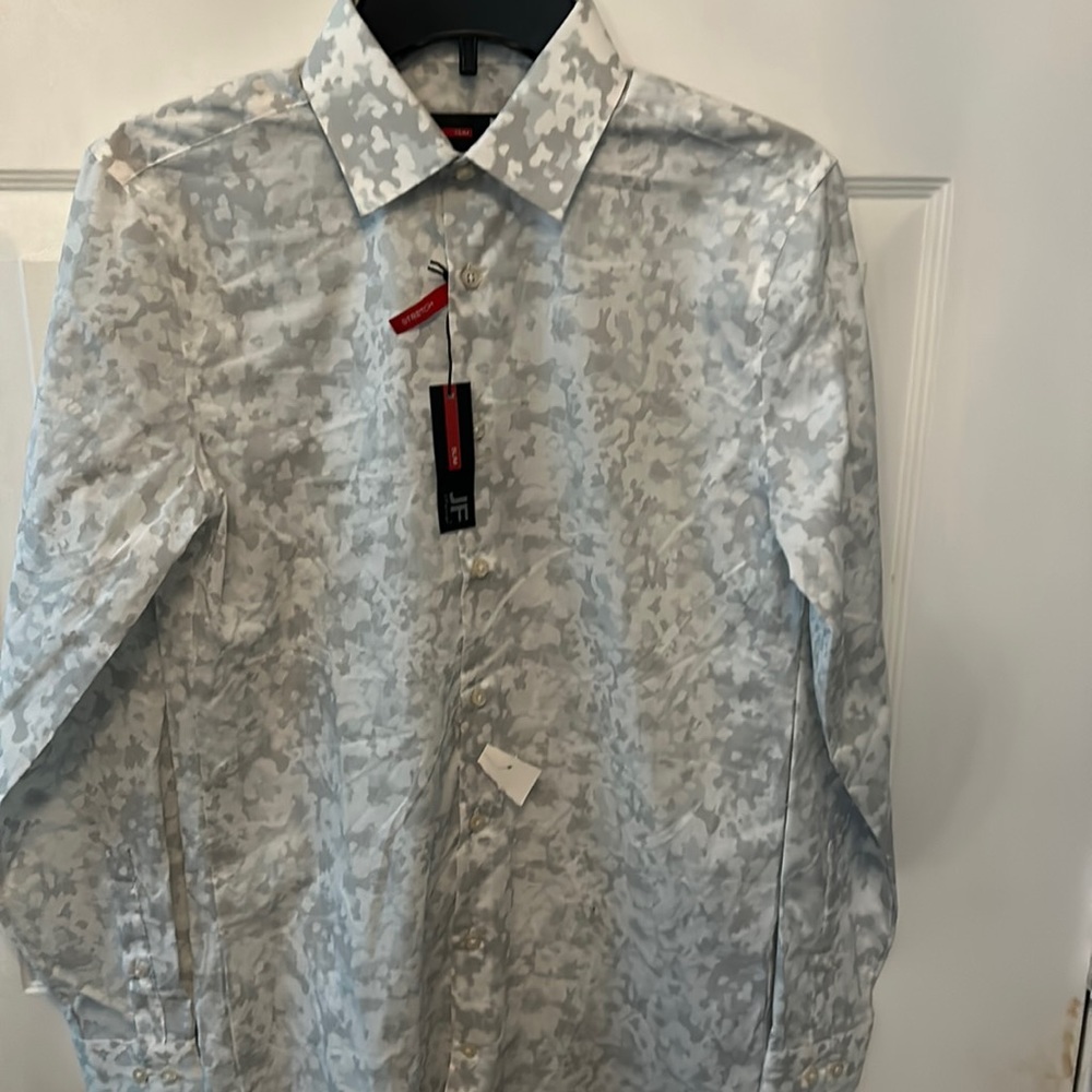 Men’s new JF Ferrar slim long sleeve. Size small gray and white dress shirt
